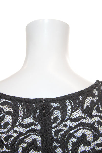 Velvet Women Black Lace Scoop Neck Tunic 3/4 Sleeve Floral Zip Size S