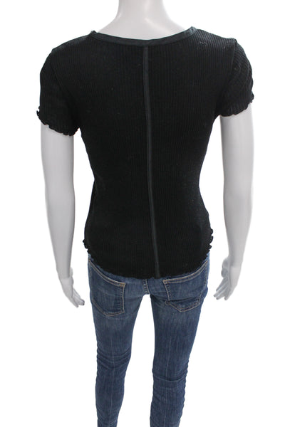 Rag & Bone Womens Basic Black Mercerized Cotton Short Sleeve Tee Size M