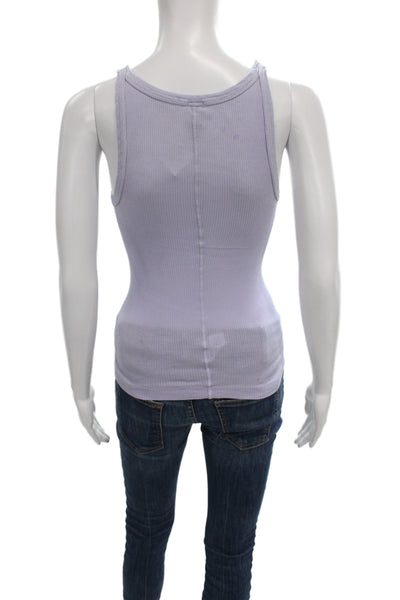 Re/Done Womens Purple Sleeveless Scoop Neck Basic Tank 100% Cotton Size S