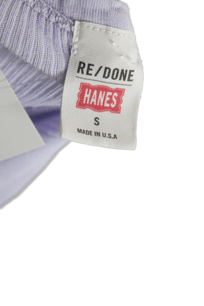 Re/Done Womens Purple Sleeveless Scoop Neck Basic Tank 100% Cotton Size S