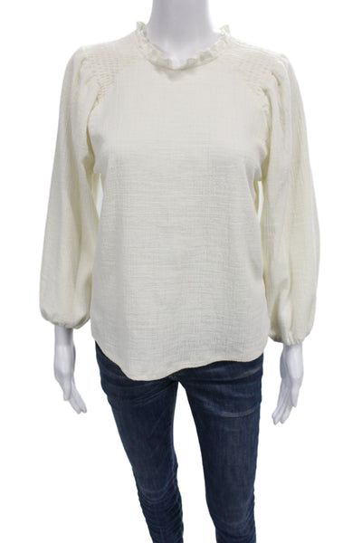 Current Air Women White Boho Cotton Blouse Long Sleeve Size XS