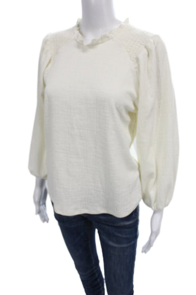 Current Air Women White Boho Cotton Blouse Long Sleeve Size XS