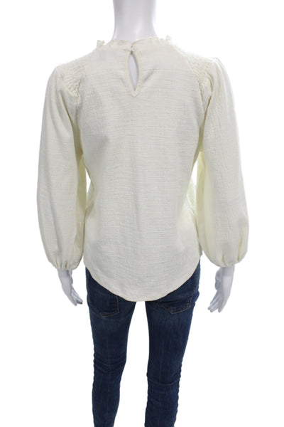 Current Air Women White Boho Cotton Blouse Long Sleeve Size XS