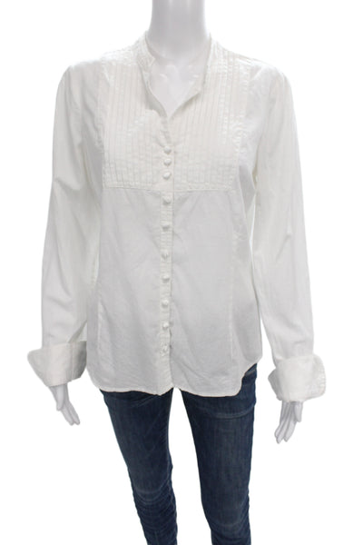 Sanctuary Women Button Up Blouse White Cotton Long Sleeve Collared Basic Size L