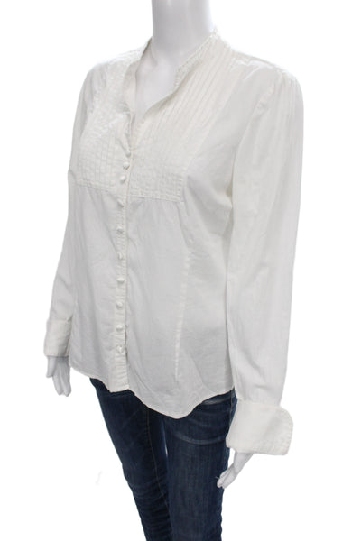 Sanctuary Women Button Up Blouse White Cotton Long Sleeve Collared Basic Size L