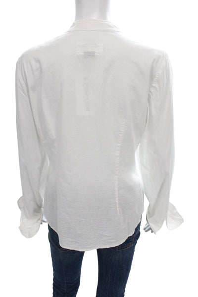 Sanctuary Women Button Up Blouse White Cotton Long Sleeve Collared Basic Size L