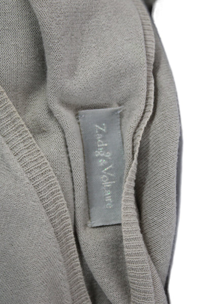 Zadig & Voltaire Womens Pullover V-Neck 3/4 Sleeve Beige Cotton Sweater Size S