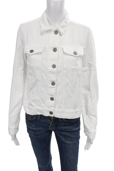 Paige Womens Basic Jacket White Cotton Button Long Sleeve Size S