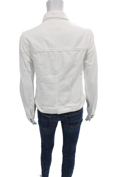 Paige Womens Basic Jacket White Cotton Button Long Sleeve Size S