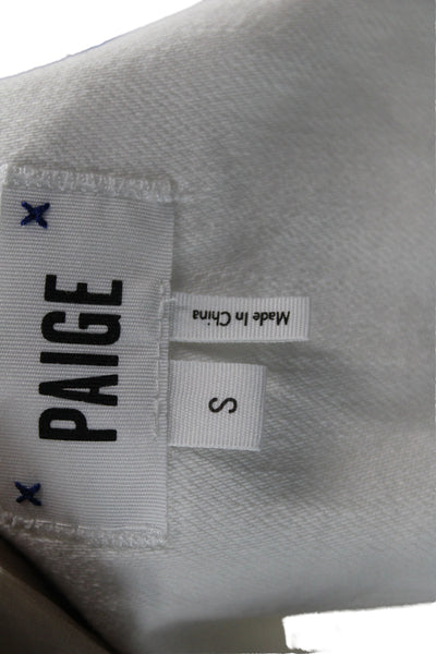 Paige Womens Basic Jacket White Cotton Button Long Sleeve Size S