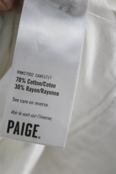 Paige Womens Basic Jacket White Cotton Button Long Sleeve Size S