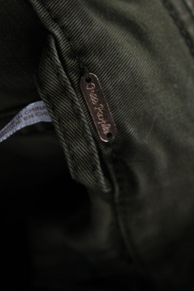 Free People Women Military Jacket Green Cotton Long Sleeve Size S