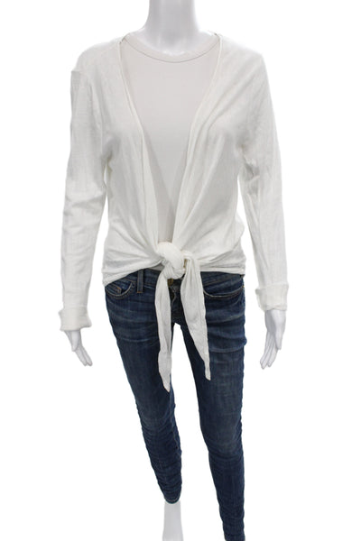 Calypso Saint Barth Women White V-Neck Long Sleeve Cardigan Size L