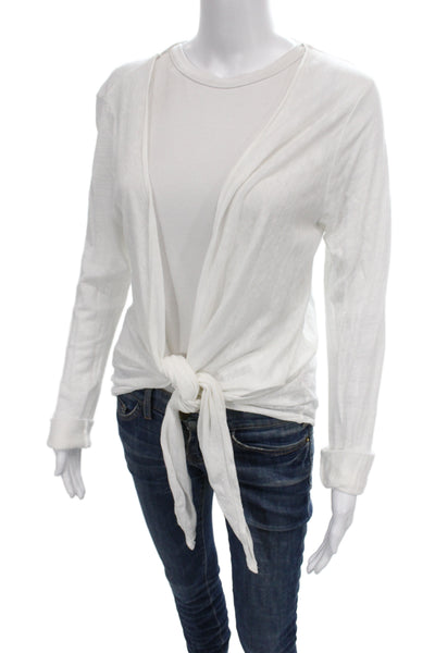 Calypso Saint Barth Women White V-Neck Long Sleeve Cardigan Size L