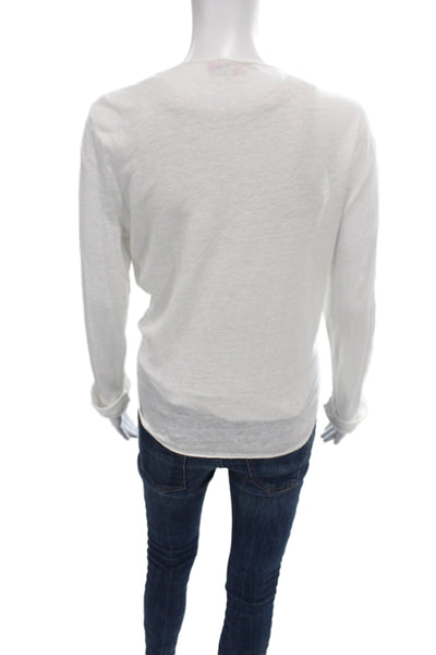 Calypso Saint Barth Women White V-Neck Long Sleeve Cardigan Size L