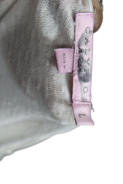 Calypso Saint Barth Women White V-Neck Long Sleeve Cardigan Size L