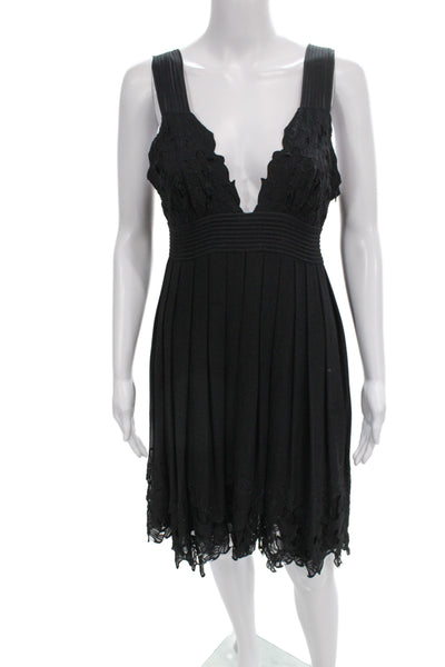 Catherine Malandrino Womens Fit & Flare Dress Black V-Neck Short Size 6