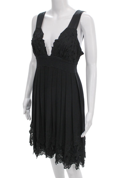 Catherine Malandrino Womens Fit & Flare Dress Black V-Neck Short Size 6