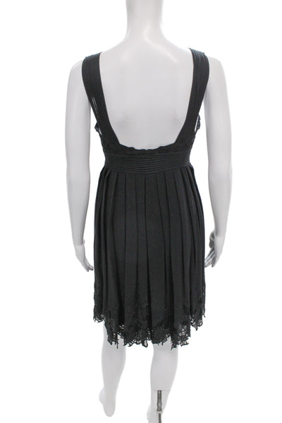 Catherine Malandrino Womens Fit & Flare Dress Black V-Neck Short Size 6