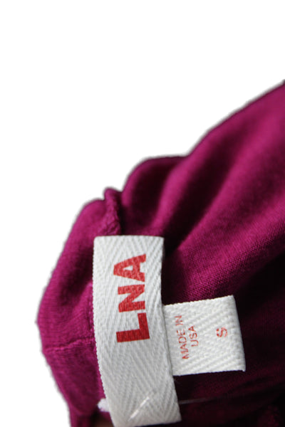 LNA Women T-Shirt Dress Purple Scoop Neck Short Sleeve Rayon Mid-Calf Size S