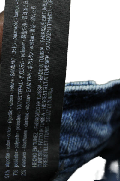 Zara Womens Blue Denim A-Line Midi Skirt 91% Cotton Size S