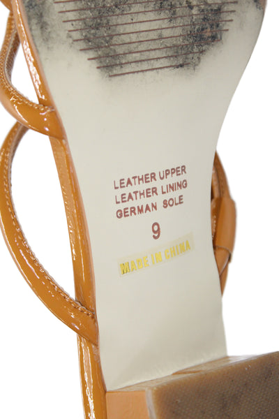 Intentionally Women's Open Toe Leather Strappy Block Heel Sandals Tan Size 9