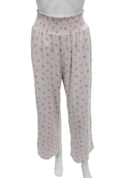 Z Supply Womens Graphic Print Henley Long Sleeve Pajama Set Pink Size M