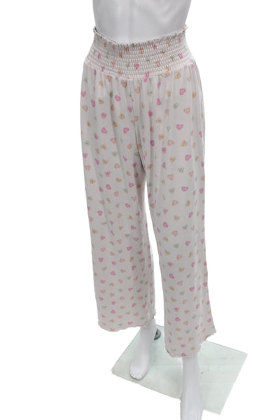 Z Supply Womens Graphic Print Henley Long Sleeve Pajama Set Pink Size M