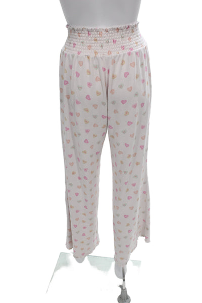 Z Supply Womens Graphic Print Henley Long Sleeve Pajama Set Pink Size M