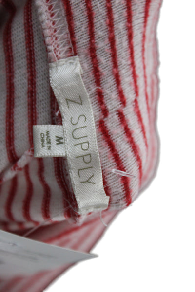 Z Supply Women Red Striped Polyester Drawstring Pants Size M
