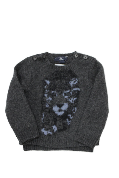 Stella McCartney Kids Kids Round Neck Long Sleeves Pullover Sweater Gray Size 4