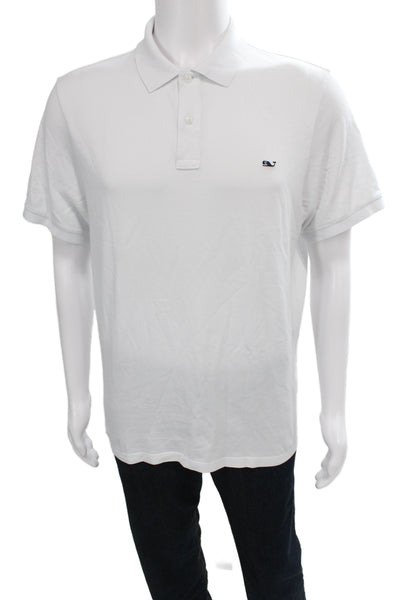 Vineyard Vines Mens Polo Collared Short Sleeve White Nautical Size M