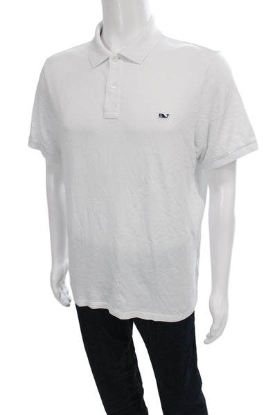 Vineyard Vines Mens Polo Collared Short Sleeve White Nautical Size M