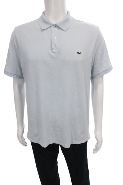 Vineyard Vines Mens Blue Short Sleeve Polo Collared Whale Button Size M