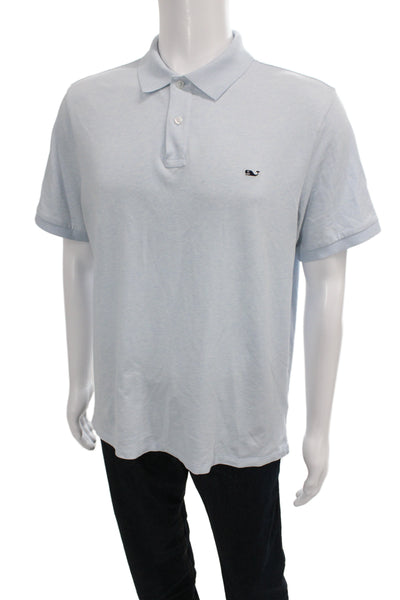 Vineyard Vines Mens Blue Short Sleeve Polo Collared Whale Button Size M