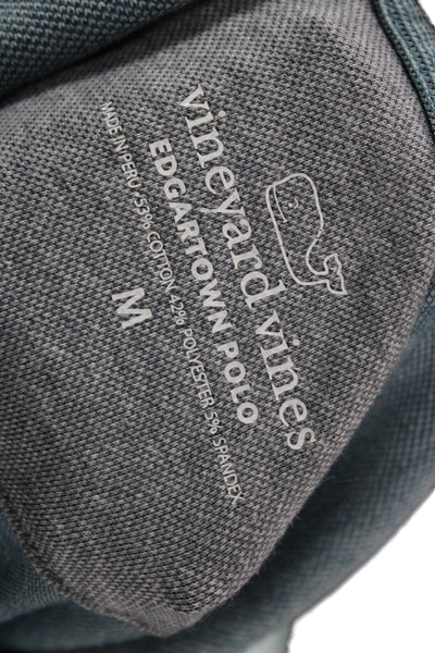 Vineyard Vines Men Blue Cotton Blend Nautical Polo Collared Short Sleeve Size M