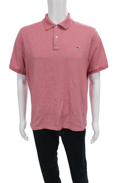 Vineyard Vines Mens Pink Collared Polo Short Sleeve Nautical Size M