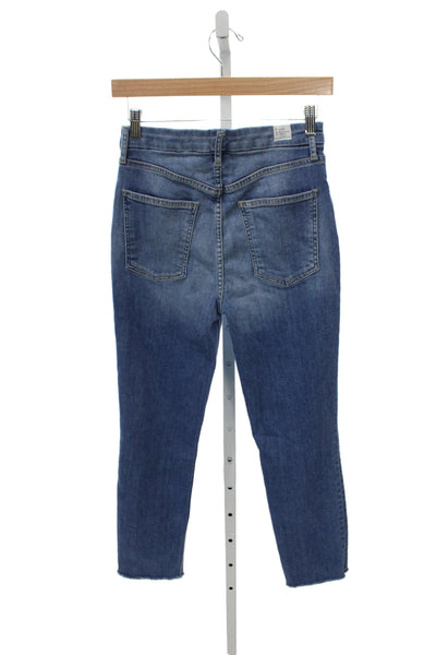 Frank & Eileen Womens Ankle Jeans Blue Mid Rise Cotton Button Size 27