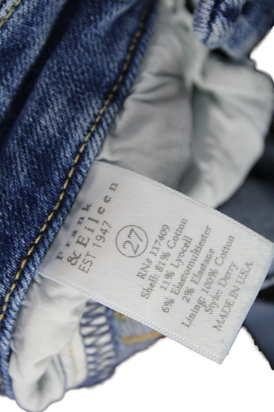 Frank & Eileen Womens Ankle Jeans Blue Mid Rise Cotton Button Size 27