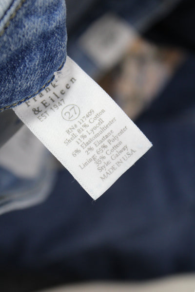 Frank & Eileen Womens Cropped Mid-Rise Blue Cotton Jeans Size 27