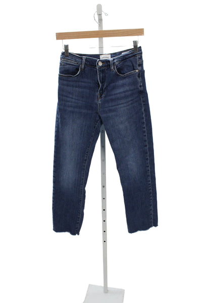 Frame Womens Cropped Blue Mid Rise Cotton Jeans Size 28