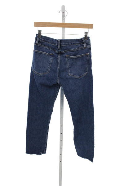 Frame Womens Cropped Blue Mid Rise Cotton Jeans Size 28