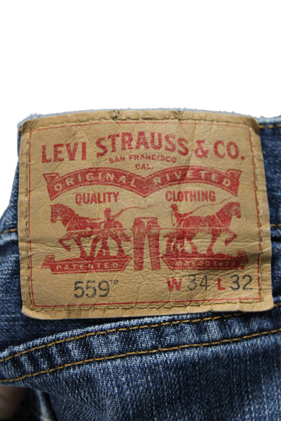 Levis Mens Straight Jeans Blue Cotton Zip Fly Size 34