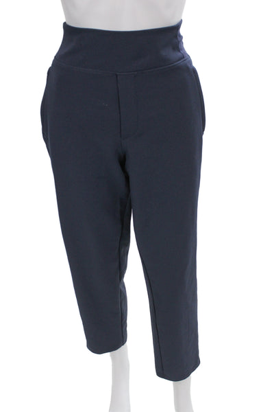 Athleta Womens Ankle Cropped Pants Dark Blue Zip Polyester Spandex Size 4