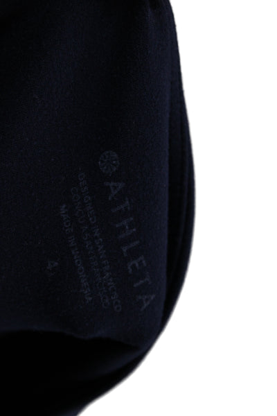 Athleta Womens Ankle Cropped Pants Dark Blue Zip Polyester Spandex Size 4