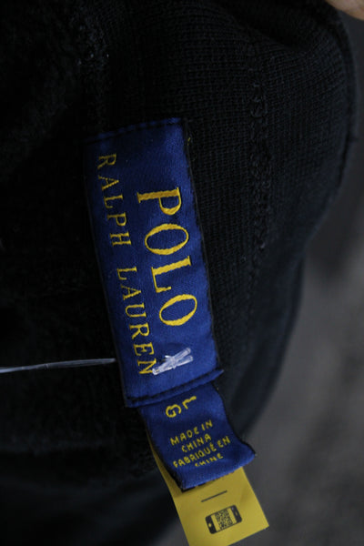 Polo Ralph Lauren Mens Black Cotton Sweatpants Drawstring Athleisure Size L