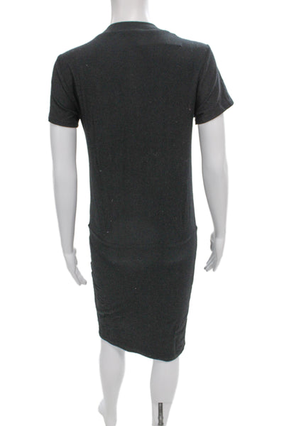 James Perse Women Gray V Neck T-Shirt Dress Cotton Blend Short Sleeve Size 1