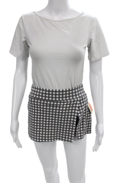 FP Movement Women Wrap Gingham Check Cotton Skort Gray Zip Size M