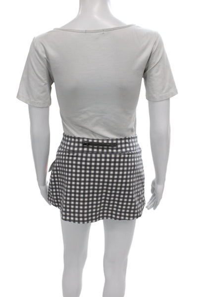 FP Movement Women Wrap Gingham Check Cotton Skort Gray Zip Size M