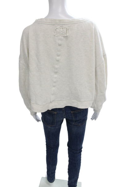 We The Free Women Gray V-Neck Long Sleeve Pullover Sweatshirt Cotton Size S